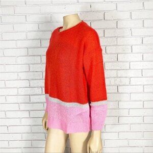 JDY Women’s Red and Pink color pop striped sweater - Size Large